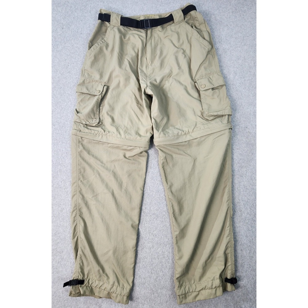 Guides Choice Hiking Pants Mens L Beige Convertible Shorts Gorpcore Belted Nylon